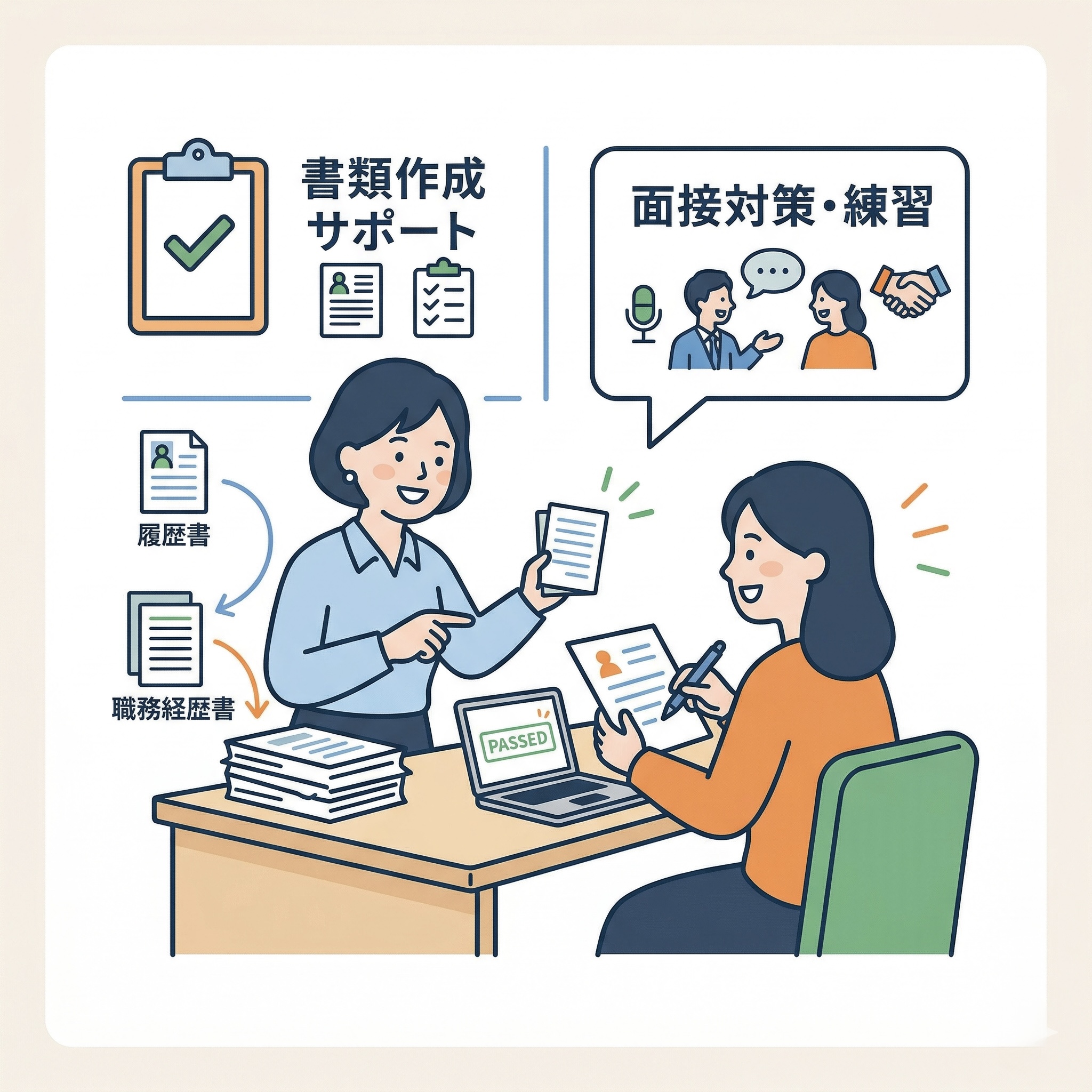 書類・面接サポートのイラスト
